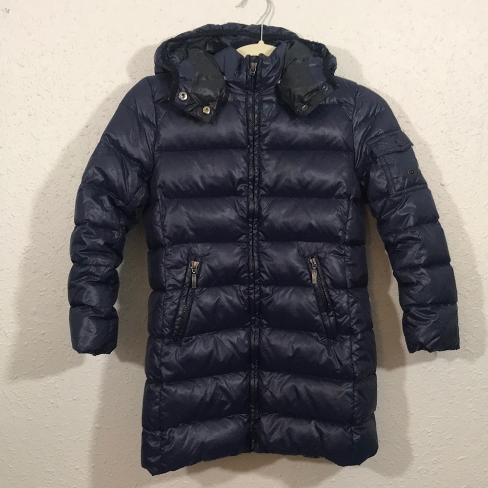 Eddie Pen‎ Piuma Navy Blue Down Filled Jacket with removable Hood size 8